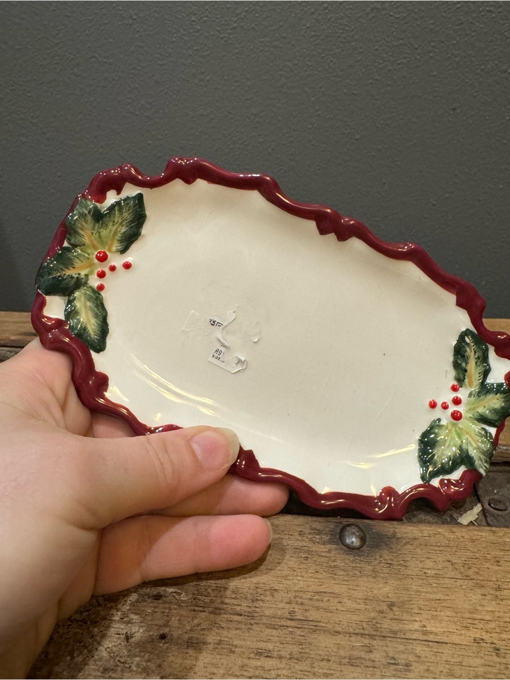 Festive Holly Ceramic Butter Dish